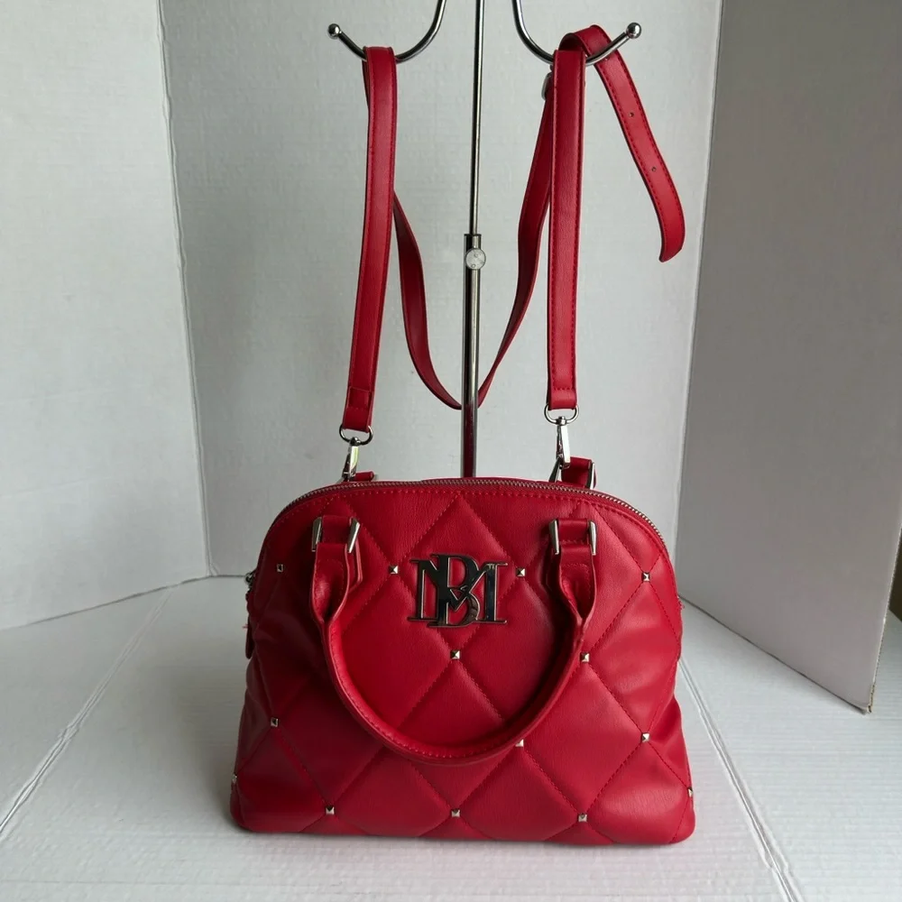 Badgley Mischka || Large Red Quilted/studded Crossbody Purse